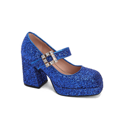 Glitter Block Heel Pumps