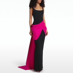 Bi-Color Maxi Evening Dress Gown