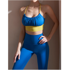 Yoga Pilates Bi-Color Fitted Sports Bra And Stretc