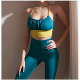 Yoga Pilates Bi-Color Fitted Sports Bra And Stretc