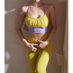 Yoga Pilates Bi-Color Fitted Sports Bra And Stretc