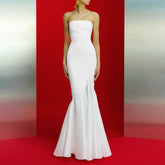 Ruffled Hem Tube Evening Dress Gown