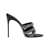 Diamante Mules Sandals - 10cm