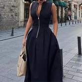 Front Zip Long Tank Dress