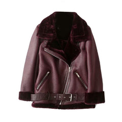 Oversized Shearling Biker Jacket Coat