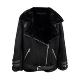 Oversized Shearling Biker Jacket Coat