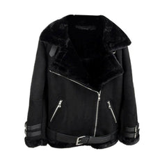 Oversized Shearling Biker Jacket Coat