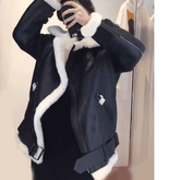 Oversized Shearling Biker Jacket Coat