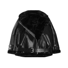 Oversized Shearling Biker Jacket Coat