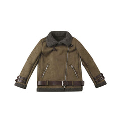 Oversized Shearling Biker Jacket Coat