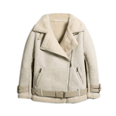 Oversized Shearling Biker Jacket Coat