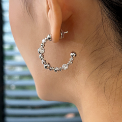 Diamante C Shaped Earrings - Pair