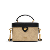 Metal Lock Leather Box Bag