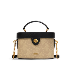 Metal Lock Leather Box Bag