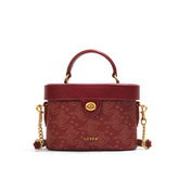 Metal Lock Leather Box Bag