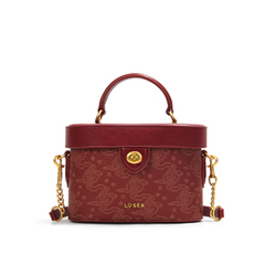 Metal Lock Leather Box Bag