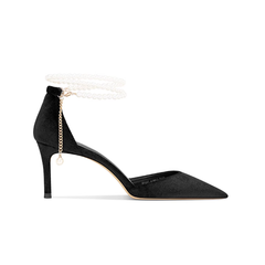 Pearl Embellished Kitten Heel Sandals