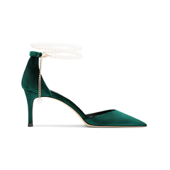 Pearl Embellished Kitten Heel Sandals