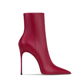 Leather High Heel Ankle Boots