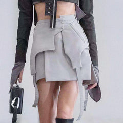 Asymmetric Hem Mini Skirt