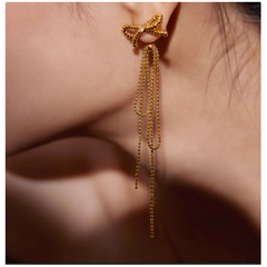Bow Long Earrings - Pair