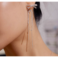Bow Long Earrings - Pair