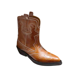 Leather Western Cowboy Ankle Boots