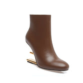 Sculptured Heel Ankle Boots