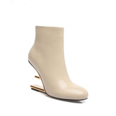 Sculptured Heel Ankle Boots