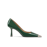Metal-Plated Kitten Heel Pumps - 6cm