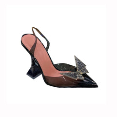 Diamante Butterfly PVC High Heel Sandals - 9cm