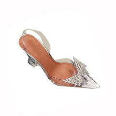 Diamante Butterfly PVC High Heel Sandals - 9cm