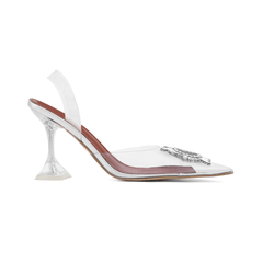Diamante Transparent PVC Mid Heel Naked Sandals -