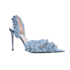 Diamante Ruffled High Heel Sandals