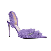 Diamante Ruffled High Heel Sandals