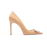 Diamante Buckled Mid Heel Pumps - 8cm