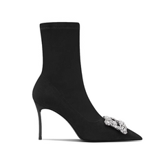 Diamante Buckled Ankle Boots - 10cm