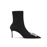 Diamante Buckled Ankle Boots - 6cm
