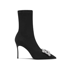 Diamante Buckled Ankle Boots - 8cm