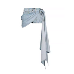 Asymmetric Hem Denim Skirt