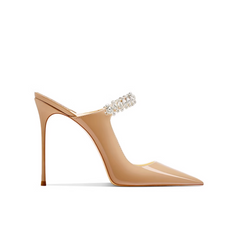 Diamante High Heel Mules Sandals - 10cm