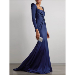 Ruffled Hem Evening Dress Gown