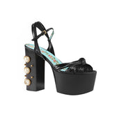 Pearl Embellished Platform Sandals