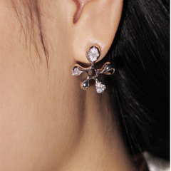Diamante Flower Earrings - Pair