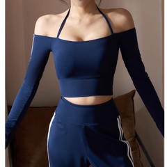 Yoga Pilates Off-Shoulder Fitted Fitness Top