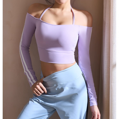 Yoga Pilates Off-Shoulder Fitted Fitness Top