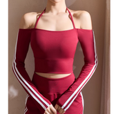 Yoga Pilates Off-Shoulder Fitted Fitness Top