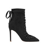 Lace Up Stiletto Heel Ankle Boots