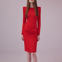 Fold Detailed Evening Dress Gown