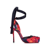 Printed Lace Up High Heel Sandals